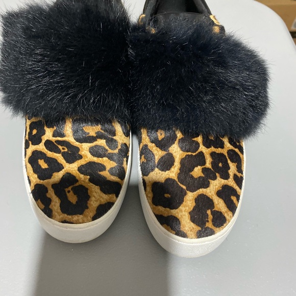 Michael Kors Black and Brown Fur Slip-On Sneakers - Picture 1 of 6